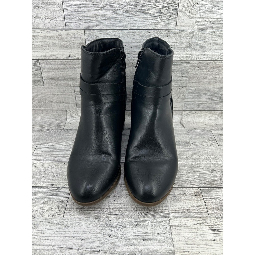 Frye and Co Indiana Black Ankle Boots‎ Block Heel Side Zip Women Size 7M